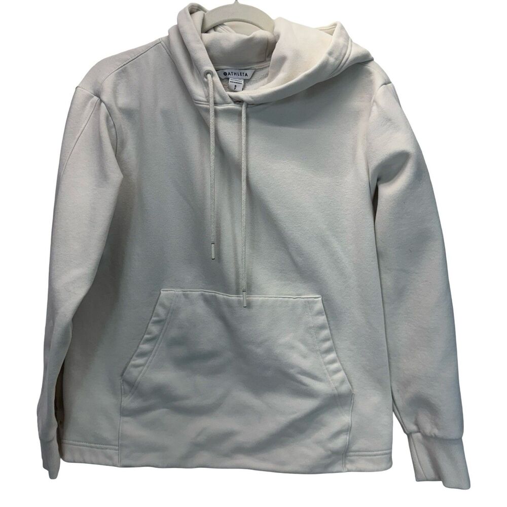 Athleta Retroplush Hoodie Sweatshirt Women’s Size S White Cozy Pullover Oversize
